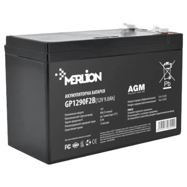 Акумуляторна батарея MERLION AGM GP1290F2B 12В 9А•г