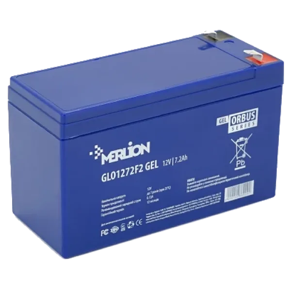 Свинцево-кислотна акумуляторна батарея MERLION ORBUS GLO1272F2 12 V 7.2Ah