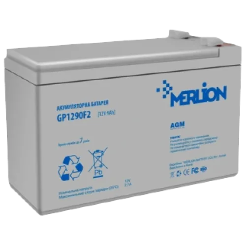 Свинцево-кислотна акумуляторна батарея MERLION GP1290F2 AGM 12В 9 А•г
