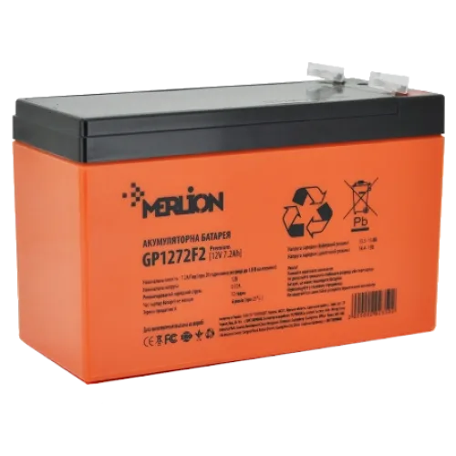 Свинцево-кислотна акумуляторна батарея MERLION AGM GP1272F2 PREMIUM 7.2А•г 12В