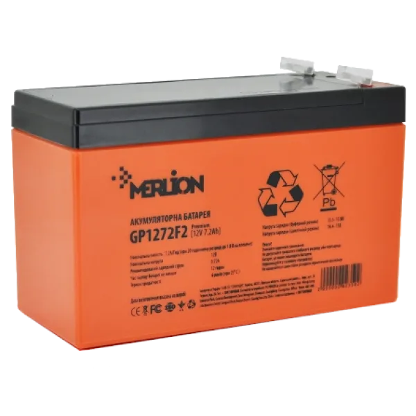 Свинцево-кислотна акумуляторна батарея MERLION AGM GP1272F2 PREMIUM 7.2А•г 12В