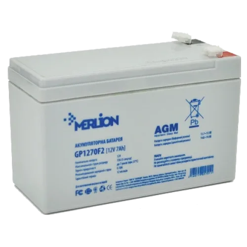 Акумуляторна батарея MERLION AGM GP1270F2 12В 7А•г