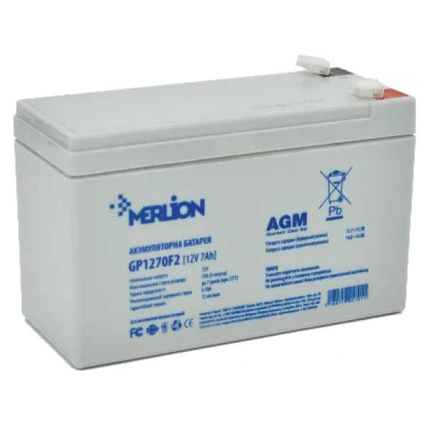 Акумуляторна батарея MERLION AGM GP1270F2 12В 7А•г