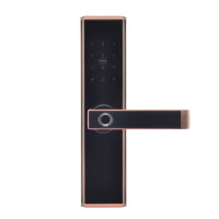 Замок біометричний автономний Trinix TRL-5109BTF Red Bronze Right з Bluetooth, зчитувачем відбитків пальців і карт Mifare
