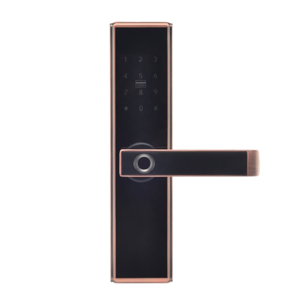 Замок біометричний автономний Trinix TRL-5109BTF Red Bronze Right з Bluetooth, зчитувачем відбитків пальців і карт Mifare