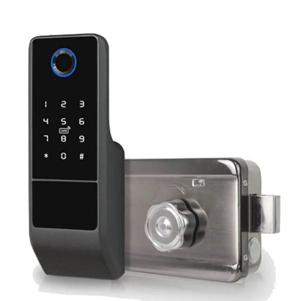 Замок біометричний автономний Trinix TRL-5201BTFW Black Right з Bluetooth, зчитувачем відбитків пальців і карт Mifare