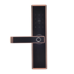 Замок біометричний автономний Trinix TRL-5109BTF Red Bronze Left з Bluetooth, зчитувачем відбитків пальців і карт Mifare