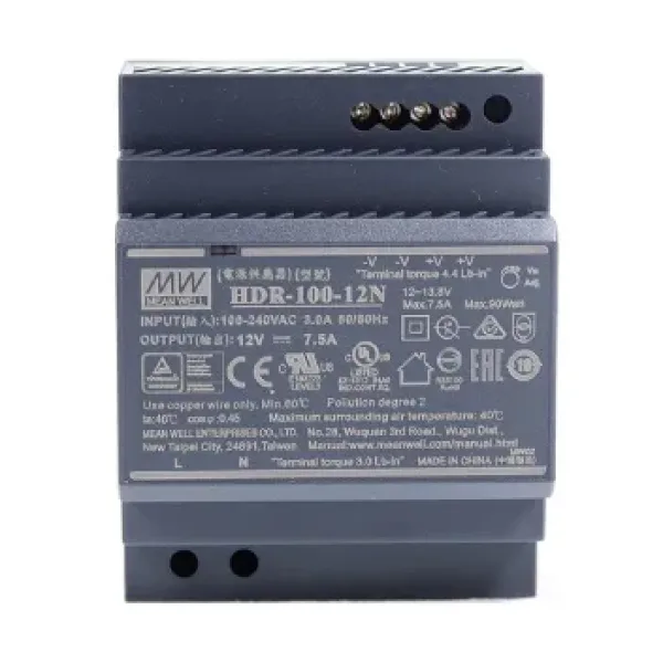 Блок живлення Mean Well HDR-100-12N 12В 7.5А