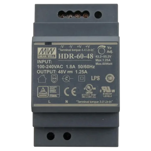 Блок живлення Mean Well HDR-60-48 48B 1.25А для монтажа на DIN рейку