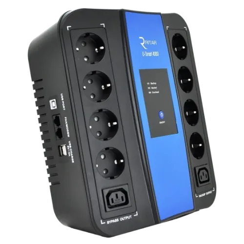 Джерело безперебійного живлення Ritar U-Smart-1000 600 Вт AVR 8xSCHUKO RJ45