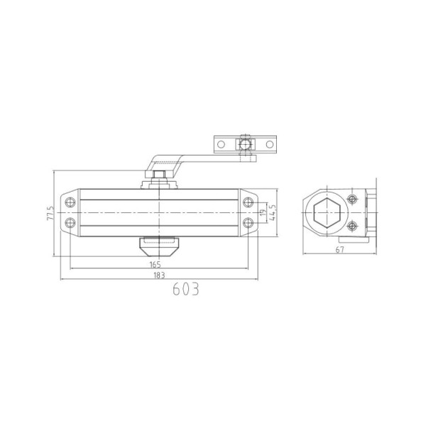 Дверний доводчик Dortec DT-63 Graphite 45-65 кг