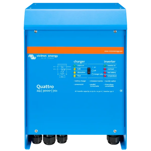 Інвертор VictronEnergy Quattro 24/3000/70-50/50 однофазний чиста синусоїда
