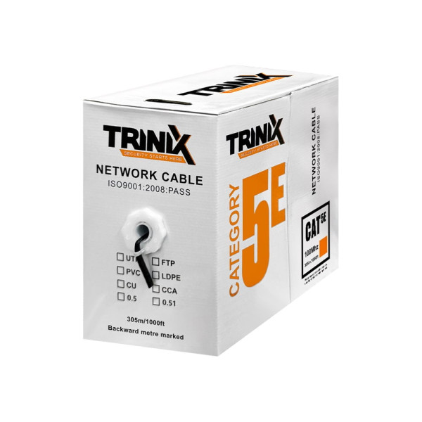 Кабель вита пара UTP CAT5E CU 0.5mm LSZH Indoor Trinix 305m