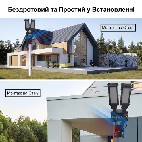IP PTZ-відеокамера автономна з WiFi, прожектором та сонячною панеллю 3Mp+3Mp+3Mp Light Vision VLC-1223WIL/3C (Lamp+Solar) f=4mm, на акумуляторних батареях