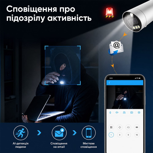 IP-відеокамера з WiFi 2.4/5GHz 5Mp Light Vision VLC-5205WI(CamHi) f=3.6mm, ІЧ+LED-підсвічування, з мікрофоном