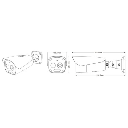 Тепловізійна IP-відеокамера TVT TD-5463E1-VT2(25/PE) Thermal 640*512 f=25mm Optical 5Mp f=12mm