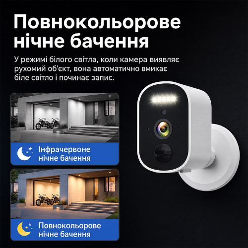Автономна WiFi 2.4/5GHz IP-відеокамера 3Mp Light Vision VLC-03IB(CamHi) White, f=3.6mm, на акумуляторних батареях 4000mAh