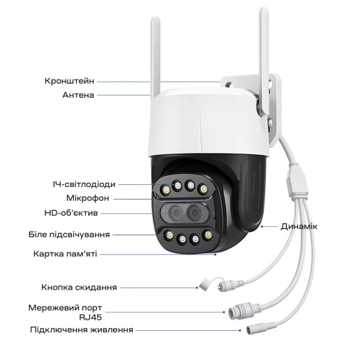 IP PTZ-відеокамера з WiFi 2Mp+8Mp Light Vision VLC-9284WI10Z/2C (Camhi Pro) f=3.6mm+8mm, ІЧ+LED-підсвічування, з мікрофоном