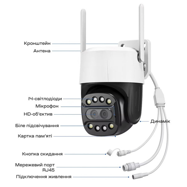 IP PTZ-відеокамера з WiFi 2Mp+8Mp Light Vision VLC-9284WI10Z/2C (Camhi Pro) f=3.6mm+8mm, ІЧ+LED-підсвічування, з мікрофоном
