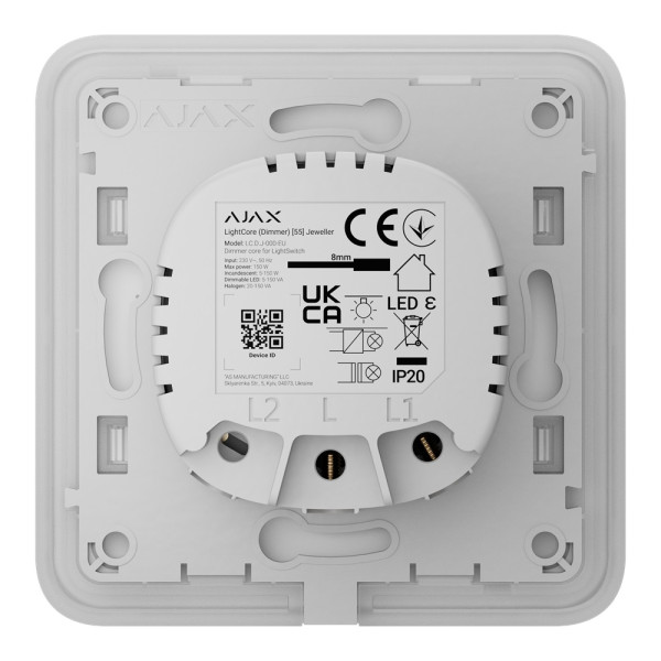 Розумний димерний вимикач світла Ajax LightSwitch (Dimmer) White