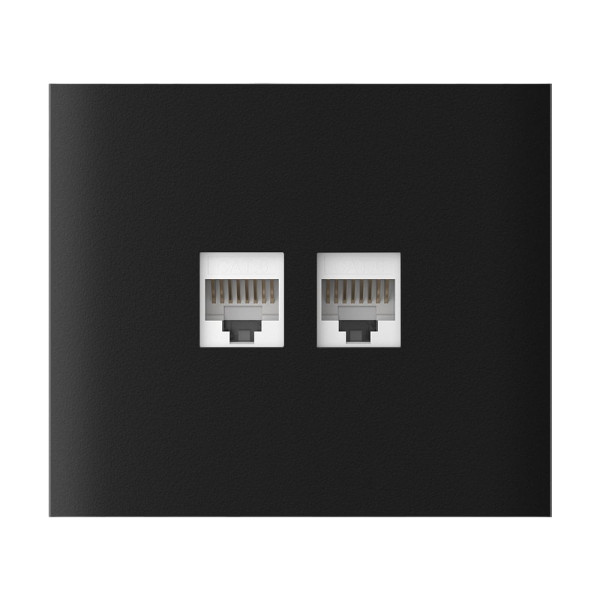 Фронтальна панель Ajax CenterCover (LAN) vertical black/чорна для інтернет-розетки Outlet (LAN)