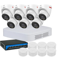 4МП комплект IP-відеонагляду DAHUA з 7 купольних камер DH-IPC-HDW2449T-S-PRO WizColor 2K