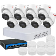 4МП комплект IP-відеонагляду DAHUA з 8 купольних камер DH-IPC-HDW2449T-S-PRO WizColor 2K
