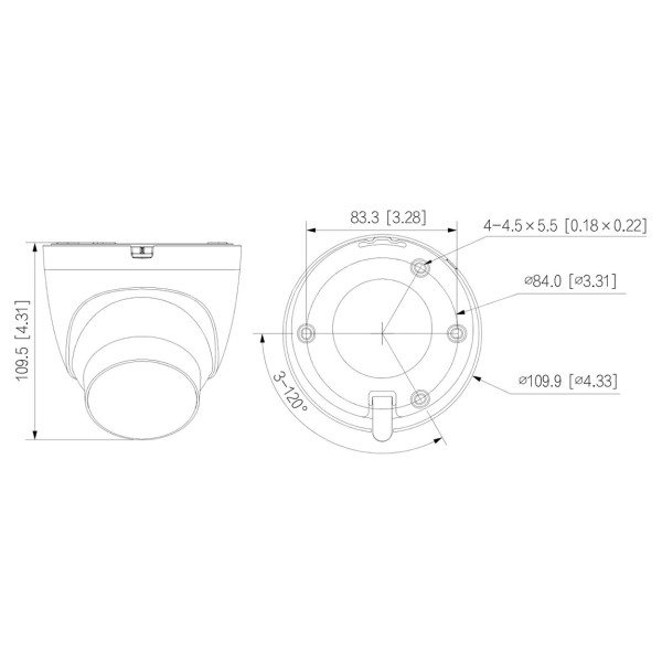 4МП комплект IP-відеонагляду DAHUA з 5 купольних камер DH-IPC-HDW2449T-S-PRO WizColor 2K