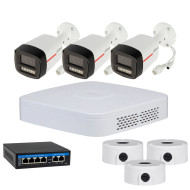 4МП комплект IP-відеонагляду DAHUA з 3 вуличних камер DH-IPC-HFW2449TL-S-PRO WizColor 2K