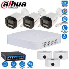4МП комплект IP-відеонагляду DAHUA з 3 вуличних камер DH-IPC-HFW2449TL-S-PRO WizColor 2K