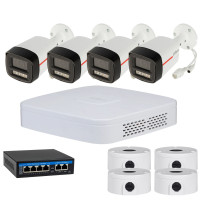 4МП комплект IP-відеонагляду DAHUA з 4 вуличних камер DH-IPC-HFW2449TL-S-PRO WizColor 2K
