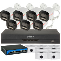 4МП комплект IP-відеонагляду DAHUA з 7 вуличних камер DH-IPC-HFW2449TL-S-PRO WizColor 2K