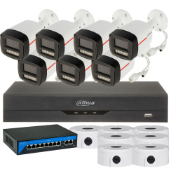 4МП комплект IP-відеонагляду DAHUA з 7 вуличних камер DH-IPC-HFW2449TL-S-PRO WizColor 2K