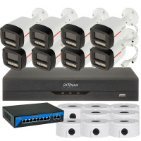 4МП комплект IP-відеонагляду DAHUA з 8 вуличних камер DH-IPC-HFW2449TL-S-PRO WizColor 2K
