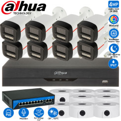 4МП комплект IP-відеонагляду DAHUA з 8 вуличних камер DH-IPC-HFW2449TL-S-PRO WizColor 2K