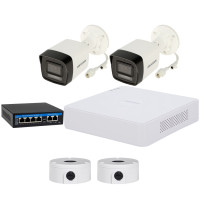 Комплект 4Mpx IP-видеонаблюдения Hikvision с 2 камерами DS-2CD1043G2-LIUF Smart Hybrid Light AcuSense