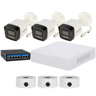 Комплект 4Mpx IP-відеоспостереження Hikvision з 3 камерами DS-2CD1043G2-LIUF Smart Hybrid Light AcuSense
