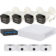 Комплект 4Mpx IP-відеоспостереження Hikvision з 4 камерами DS-2CD1043G2-LIUF Smart Hybrid Light AcuSense