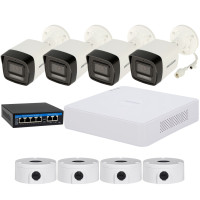 Комплект 4Mpx IP-видеонаблюдения Hikvision с 4 камерами DS-2CD1043G2-LIUF Smart Hybrid Light AcuSense