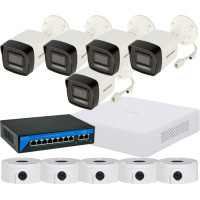 Комплект 4Mpx IP-видеонаблюдения Hikvision с 5 камерами DS-2CD1043G2-LIUF Smart Hybrid Light AcuSense