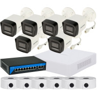 Комплект 4Mpx IP-відеоспостереження Hikvision з 6 камерами DS-2CD1043G2-LIUF Smart Hybrid Light AcuSense