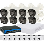 Комплект 4Mpx IP-відеонагляду Hikvision з 8 камерами DS-2CD1043G2-LIUF Smart Hybrid Light AcuSense