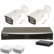 Комплект 4Mpx IP-відеонагляду Hikvision з 2 камерами DS-2CD2T43G2-4LI Smart Hybrid Light AcuSense