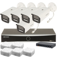 Комплект 4Mpx IP-відеонагляду Hikvision з 5 камерами DS-2CD2T43G2-4LI Smart Hybrid Light AcuSense