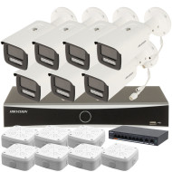 Комплект 4Mpx IP-відеонагляду Hikvision з 7 камерами DS-2CD2T43G2-4LI Smart Hybrid Light AcuSense