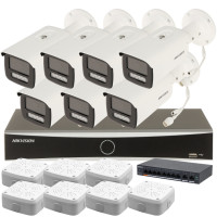 Комплект 4Mpx IP-відеонагляду Hikvision з 7 камерами DS-2CD2T43G2-4LI Smart Hybrid Light AcuSense
