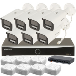 Комплект 4Mpx IP-відеонагляду Hikvision з 7 камерами DS-2CD2T43G2-4LI Smart Hybrid Light AcuSense