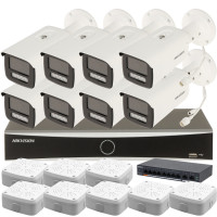Комплект 4Mpx IP-відеонагляду Hikvision з 8 камерами DS-2CD2T43G2-4LI Smart Hybrid Light AcuSense