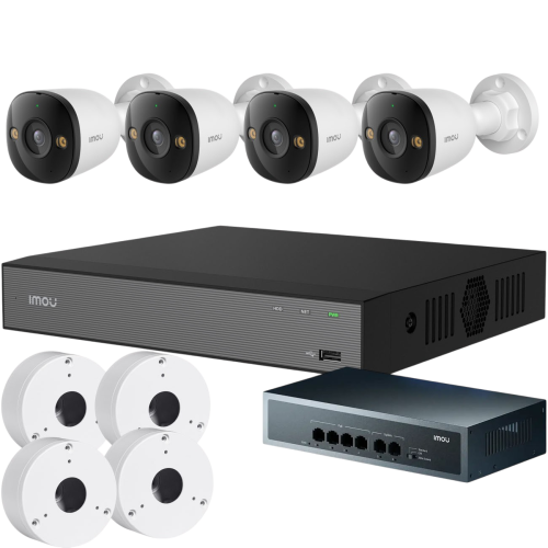 5МП комплект IP-відеонагляду Imou з 4 IP відеокамерами Imou Bullet 3 (IPC-PS3DP-5M0)