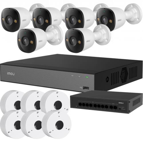5МП комплект IP-відеонагляду Imou з 6 IP відеокамерами Imou Bullet 3 (IPC-PS3DP-5M0)